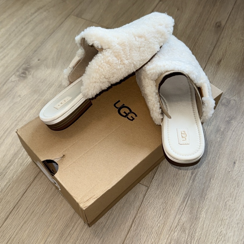 UGG Cream Shearling Slide Sandals